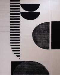 Black Stripe Wool Rug