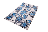 Floral Tuffted Blue Wool Rug