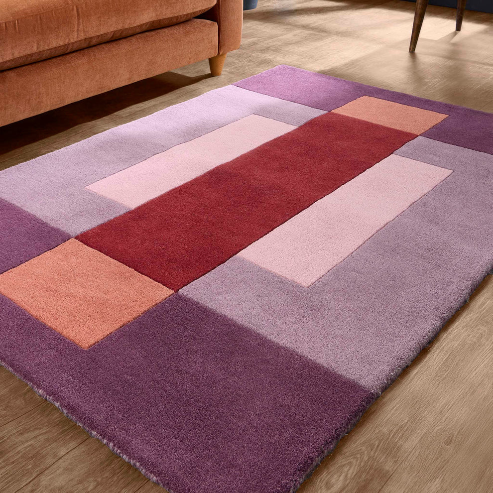 Block Multicoloured Wool Rug