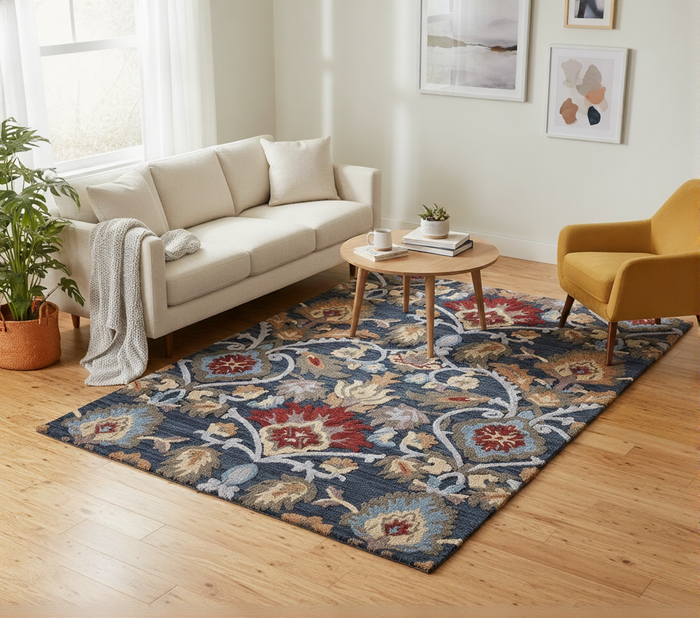 Floral Tuffted Loop Wool Rug